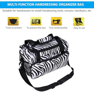 Hairdressing Tools Bag Salon Barber Handbag Portable Scissors Comb Holder Hairstyling Case Travel Luggage Pouch Hairdressing Styling Bag (Zebra)