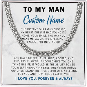 To My Man Necklace Custom Cuban Chain Necklace Gift For Husband Valentine Gift For Men Anniversary Birthday Gift For Him Husband Necklace From Wife Boyfriend Jewelry From Girlfriend