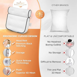 Luxury Bath Pillow for Tub 6 Strong Suction Cups 4D Breathable Mesh Headrest Cushion Bathtub Pillow for Head and Neck Support Relaxing Spa Accessories Ideal for Tubs whirlpool tubs and Spa Gifts