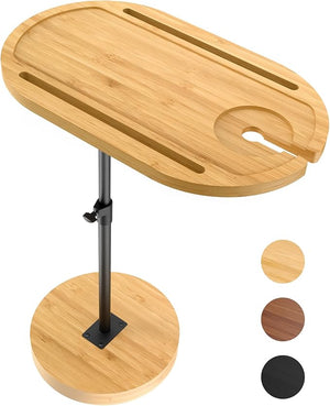 NiHome Bamboo Swivel Sofa Armrest Tray Table for Couch with Thickened Stable Base Adjustable Height TV Tray Side Table with 360¡Æ Rotating for Bath Tub Hot Tub Bedside Balcony