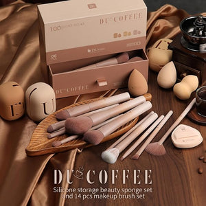 DUcare 21pcs Christmas Makeup Gift Set,with 14Pcs Makeup Brush set 3pcs Makeup Sponges 3pcs Sponge Holder 1pc Powder Puff for Foundation Blending Powder Blush Eyeshadows