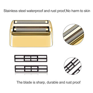 Professional Replacement Foil and Cutters for BaBylissPRO Barberology Double Foil Shaver Compatible with BaBylissPRO Barberology FXFS2 Shaver (2 gold)