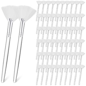 60 Pcs Fan Facial Brushes Fan Mask Soft Facial Applicator Brushes Acid Brush Cosmetic Makeup Blush Applicator Tools for Esthetician Eyeshadow Peel Mud Cream(White)