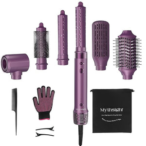 StyleVibe 6-in-1 Air Styler Hair Dryer &amp Blow Dryer Brush with Auto Wrap Curl L/R Fast Drying Smooth Blowouts Root-Lift Volume No Heat Damage Frizz-Free Thermal Brush with Travel Bag