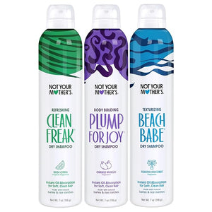 Not Your Mother's Dry Shampoo Spray Signature Assortment (3-Pack) - 7 oz Each - Clean Freak Plump for Joy &amp Beach Babe - Instantly Absorbs Oil &amp Extends Style Life for Refreshed Hair