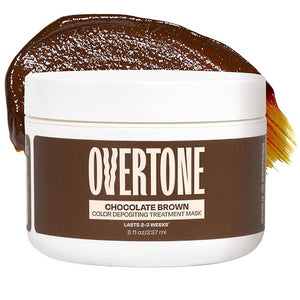 Overtone Semi Permanent Hair Color Conditioner, Chocolate Brown, 8 oz, Nourishing, Damage-Free, Color Depositing Mask for All Hair Types with Shea Butter &amp; Coconut Oil, Vegan &amp; Cruelty-Free