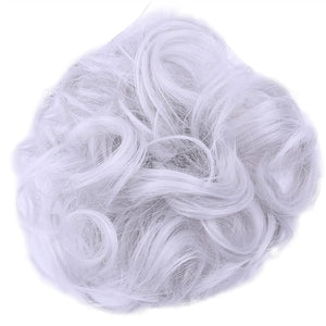 FRANCES Fake Hair Bun 1 Pack Synthetic Donut Bun Messy Bun Hair Slices Curly Wavy Headbands Women Bun Wig Synthetic Wig Hair Extensions Hair Accessories (Color : Gray)