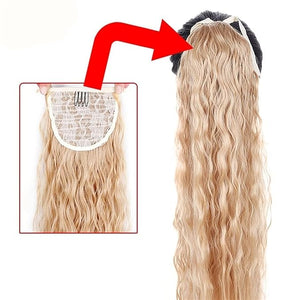 Hair Buns Hair Piece 22 Inch Long Corn Wave Ponytail Hair Extension Synthetic Fluffy Curly Ponytail Headband Hair Clip Women Wig Hair Bun Hair Accessories For Girls ( Color : 10  Size : 22inches )