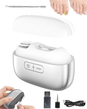 Electric Nail Clippers for Seniors 3 in 1 Smart Nail Clipper for Extra Hard/Thick Hands Feet Nails Polishing Clipper with Light for Limited Mobility People (White)