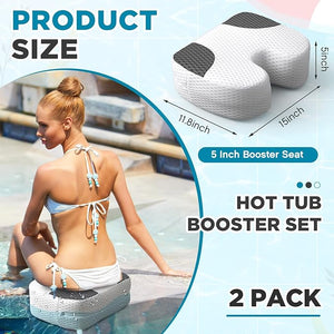 Suzile 2 Pcs Hot Tub Booster Seat Weighted Spa Bathtub Booster Inflatable Cushion Quick Dry Non Slip Bottom Portable Seat with 3D Air Mesh Cover Tub Accessory for Adult Indoor Outdoor(White Grey)