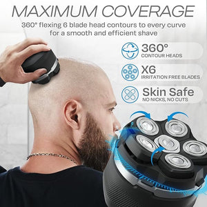 HUMMINGBIRD MK3 Head Shaver for Bald Men - Wet/Dry Electric Rotary Razor Waterproof Cordless USB-C Rechargeable Skull Shaver with Case