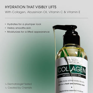 Advanced Clinicals Hydrating Collagen Oil For Body &amp After Shower | Visible Anti Aging Skincare Moisturizer Collagen Body Oils For Women &amp Men Helps Soften Appearance Of Crepey Skin Large 12
