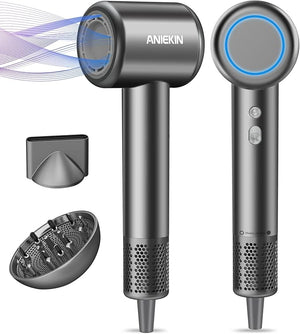 Hair Dryer, High-Speed Ionic Low Noise Blow Dryer for Fast Drying, Birthday Christmas Gifts for Women Men Mom Dad, Thermo-Control Quiet Compact Hair Blow Dryer for Travel Salon, Gray