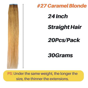 Ash Blonde Tape in Hair Extensions Human Hair Long Invisible 24Inch Human Hair Tape in Extensions Straight Soft Blonde Hair Extensions for Girls