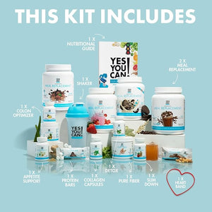 Yes You Can! All-in-One Kit with Meal Replacement Shakes, Aloe Vera Drink Mix, Fiber Shake Mixer, Protein Snacks, Supplements - Complete Wellness Kit