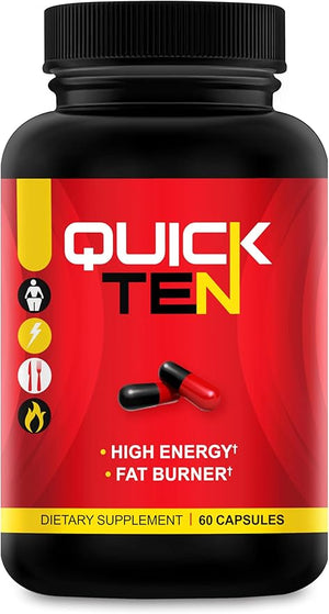 Quick Ten - Best Weight Loss Pills - Natural Metabolism Booster Appetite Suppressant Fat Burner Pills - Premium Diet Pills for Women and Men - Energy and Focus Blend - 60 Capsules