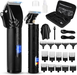 Soonsell Hair Clippers for Men T-Blade Trimmer SetMan Professional Cordless Barber Clippers SetBlade Close Cutting Beard TrimmerLED Display£¨Black£©