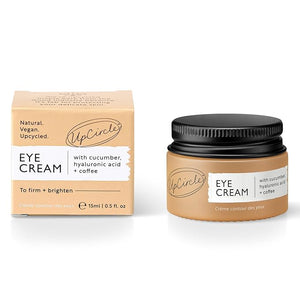 UPCIRCLE Eye Cream With Coffee And Hyaluronic Acid 0.5 FL OZ - For Dark Circles Puffiness + Wrinkles - Glycerin Maple Bark + Cucumber Extract - Natural Vegan + Cruelty-Free
