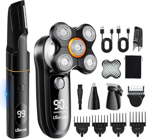 Head Shavers Bald Men&amp; Manscape Body Hair Trimmer Kit,Waterproof Head Shaver for Bald Men with Body Hair Trimmer for Groin/Pubic/Balls, USB-C Rechargeable with LED Display