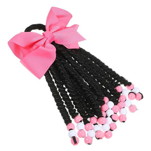 4pcs Ponytail Beads and Dreadlocks Headband Wig Bowknot Beaded Ponytail Synthetic Ponytail Extension Braided Hair Extensions Wig Chemical Fiber Decorate To Weave Women's