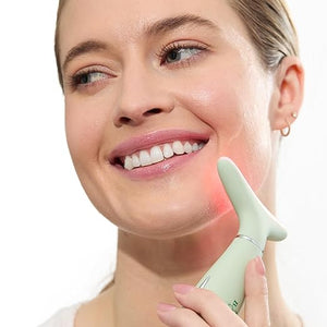 Mario Badescu Triple Light Thermal Face and Neck Massager Red Blue &amp Green LED Light Therapy Facial Device Warm Massage &amp Vibrations for Firming Sculpting &amp Radiant Skin