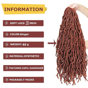 7 Packs Soft Locs 28 Inch Faux Locs Ginger Color 350 Crochet Hair for Black Women Whole Strand Pre-looped Long New Locs Crochet Curly Braiding Hair Extension (28 Inch (Pack of 7), #350)
