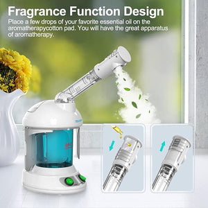 Facial Steamer - DENFANY Nano Ionic Face Steamer with Extendable 360¡Æ Rotating Arm - Portable Facial Steamer for Personal Care at Home or Salon (Blue)