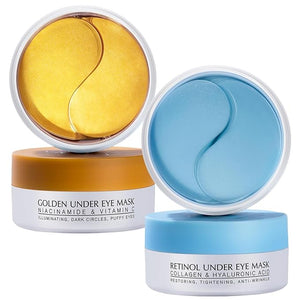 Under Eye Patches Kit: 120 Pcs Retinol &amp; Golden Gel Eye Mask for Dark Circles, Puffiness and Wrinkles - Day &amp; Night Skin Treatment Pads with Niacinamide, Collagen, Hyaluronic Acid &amp; Vitami
