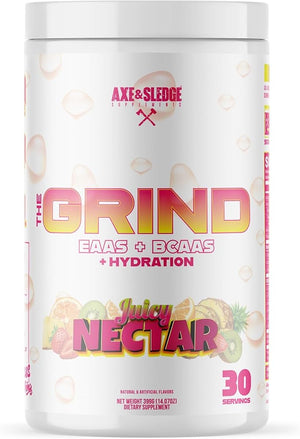 Axe &amp; Sledge The Grind Essential Amino Acids |EAA &amp; BCAA Powder |Muscle Recovery &amp; Electrolytes for Hydration | Stimulant-Free, Vegan | 30 Servings, Juicy Nectar