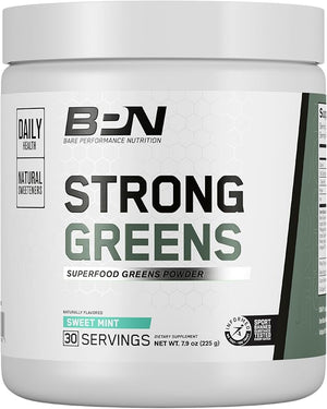 BARE PERFORMANCE NUTRITION BPN Strong Greens Superfood Powder Improved Digestion Increased Energy Immune System Support Sweet Mint 30 Servings