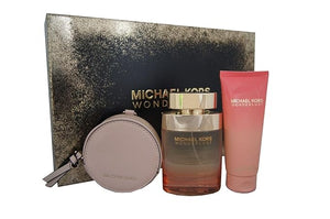 Michael Kors Wonderlust 3 Pieces Gift Set for Women, (3.4 Ounce Eau de Parfum Spray + 3.4 Ounce Body Lotion + A Round Purse)