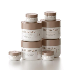 InfiniteAloe Complete Skin Care, Aloe Vera Powered Face and Body Cream for Dry Skin Relief, Fragrance Free - 4 Large Jar 8 oz &amp; 4 Travel Jar 0.5 oz