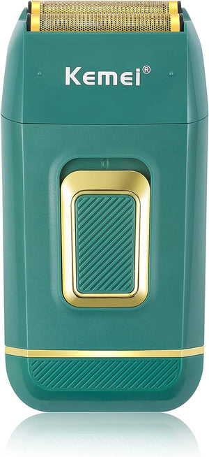 KEMEI Foil Shaver Double Electric Shaver for Men Electric Razors Head Shaver for Bald Men Barber Supplies Hair &amp Beard Trimmer Cordless Rechargeable Green