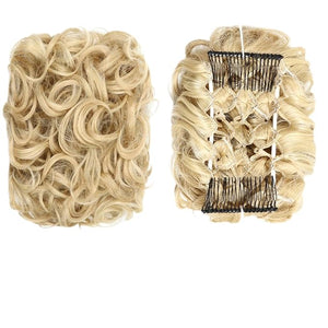 Hair Accessories Synthetic Messy Bun Wig Hair Pieces Wavy Curly Bun Ponytail Hair Extensions Bun Hair Comb Women Bun Wig Hair Pieces For Women(18H613)