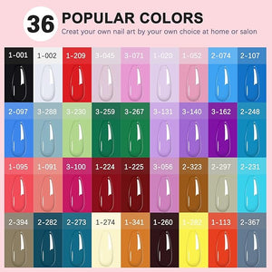 LKEE Gel Nail Polish Kit with U V Light 108W 65 Pcs Gel Nail Polish Set All Season Gels Nail Kit Essential Manicure Tools for DIY Nails Art Gifts for Women (D3-36SET-SKU1-012001)