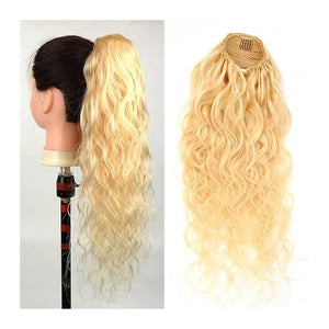 SONGCHAO Fake Hair Bun 10-24 Inches Long Curly Wavy Ponytail Hair Extensions with Drawstring Hair Slices Ponytail Women Blonde Wig Hair Bun Hair Accessories (Color : DrawString Size : 10inch(25cm))