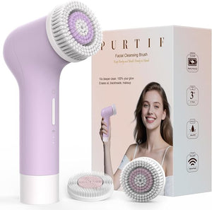 Electric Facial Cleansing Brush - Rechargeable Silicone Face Scrubber exfoliator,Face Pore Cleansing Brush,3 Speeds,Waterproof, Exfoliating &amp; Massage,for Women &amp; Men.for Face Skin Issues,Purpl