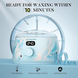 LANSLEYWAX Digital Waxing Kit for Women Men - Water Blue Waxing Machine with 39 Accessories - Hard Wax Kit for Arm Leg Brazilian Bikini Face Sensitive Skin Wax Warmer Hair Removal for Home/Salon Use