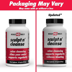 HEALTH DIRECT Sculpt n' Cleanse - Herbal Colon Cleanse for Digestive Health &amp; Regularity - Natural Detox &amp; Gut Flush Supplement - 50 Veggie Capsules