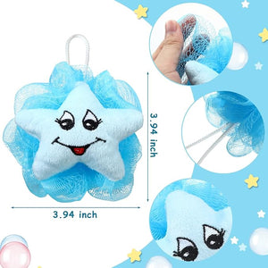 16 Pcs Kids Bath Loofahs Bulk Animal Cartoon Bath Sponge Cute Pouf Mesh Body Loofah Colorful Exfoliating Scrubber Shower Ball for Kids Toddler Boys Girls Adults
