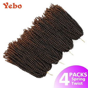 YEBO 4 Packs 12 inches Spring Twist Hair for Butterfly Locs Crochet Hair Ombre Colors Synthetic Braiding Hair Extensions for Woman(T30/12inch)