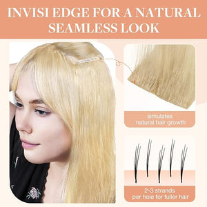 GOO GOO Invisi Edge Clip in Hair Extensions 20inch 110g 7Pcs Injected Seamless PU Clip in Hair Extensions Virgin Real Human Hair #18AT60A Pearl Ash Blonde Highlights
