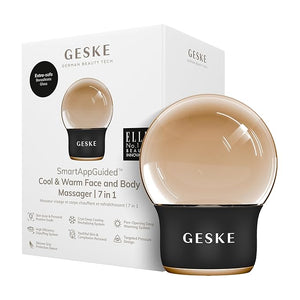 GESKE SmartAppGuided¢â Cool &amp; Warm Face &amp; Body Massager | 7 in 1 | Multifunctional Massager | Face &amp; Body | Battery-free Cooling &amp; Warming | Firms, Relaxes &amp; De-Puffs Skin | Globula