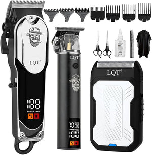 Professional Cordless Hair Clippers for Men - LED Display Hair Trimmer &amp Beard Trimmer Kit Rechargeable Hair Cutting Machine with Precision Blades Gifts for Dad Father's Day Christmas