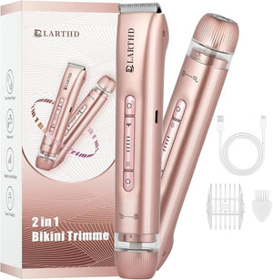 2 in 1 Women Electric Shaver Dual Head Bikini Trimmer for Women IPX7 Waterproof Wet &amp; Dry Use Body Hair Trimmer and Facial Hair Remover for Bikini Underarm Leg Arm Body Face