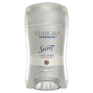 Secret Clinical Strength Clear Gel Antiperspirant and Deodorant Clean Lavender 1.6 oz (Pack of 12)