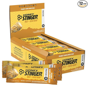 Honey Stinger Nut + Seed Bar Peanut Sunflower Seed Protein Packed Food for Exercise Endurance Performance and Recovery Sports Nutrition Snack Bar for Home &amp Gym Post Workout Box of 12