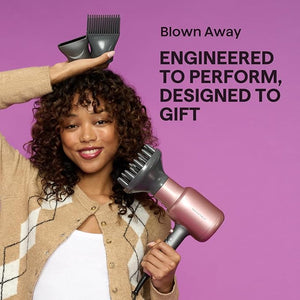 Wavytalk Hair Dryer, Blown Away Ionic Hair Dryer for Curly Hair with Diffuser, 1875W Fast Drying Blow Dryer with Ceramic Technology, 3 Attachments for All Hair Types, Light and Quiet, Rose Gold