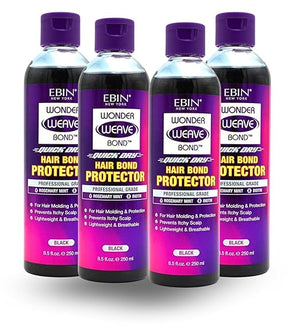 Quick Weave Protective Shield ? 4x Wonder Weave Bond Hair Protector (Black) 8.5oz by EBIN NEW YORK ? Scalp Shield and Protective Barrier Styling and Comfortable Wear ? Gift Set (4 Items)