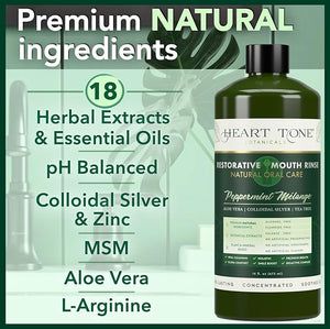 Nano Silver Mouthwash | All Natural | Adult Restorative Mouth Rinse | Aloe Vera Colloidal Silver &amp Tea Tree | Complete Oral Care &amp Fresh Breath | Fluoride GMO &amp Alcohol Free